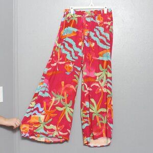 C&C nwt rayon pink floral wide leg resort vacation pants